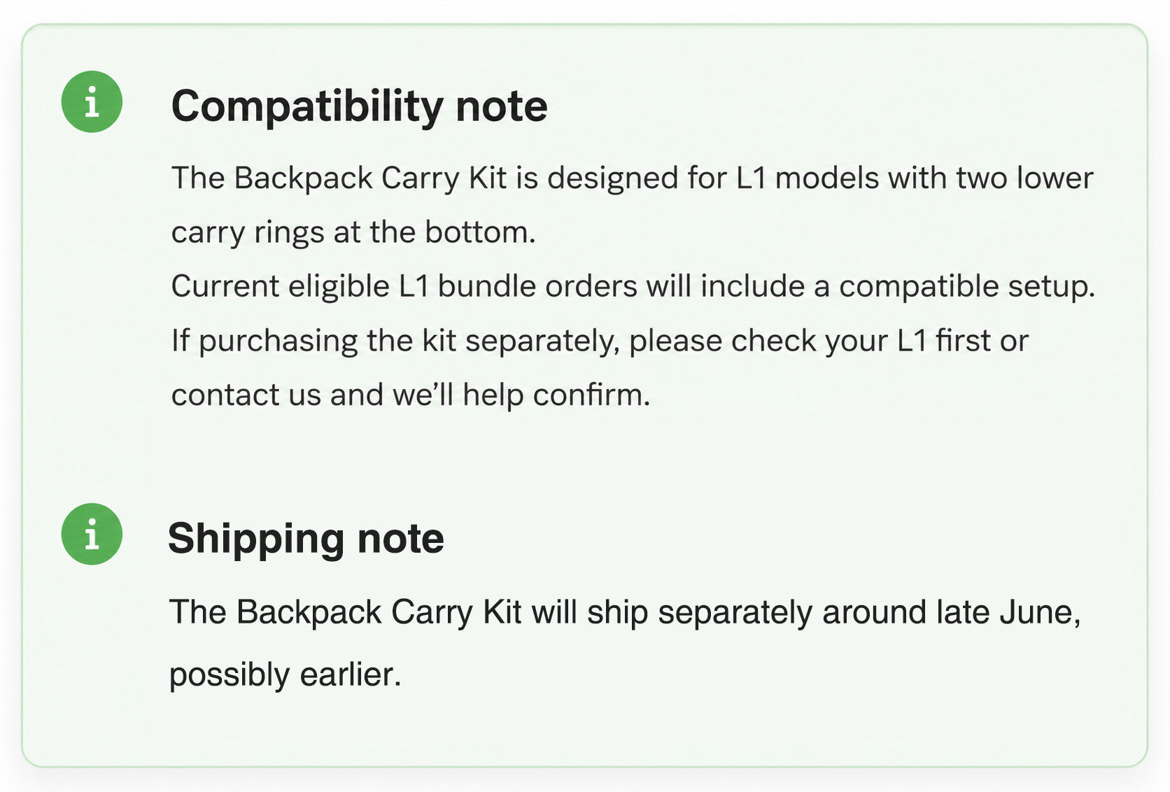 Nisplay Backpack Carry Kit Note